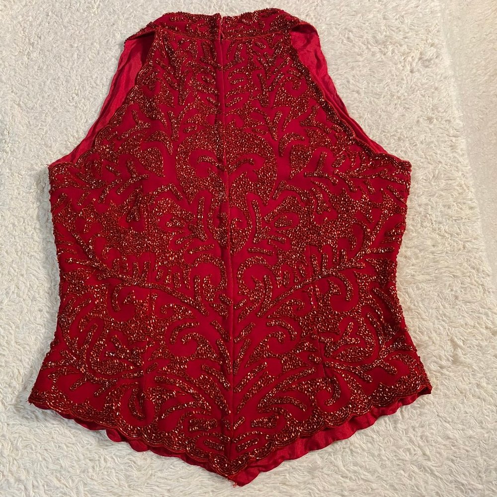 J Kara Red Beaded Tank Top - Picture 5 of 11